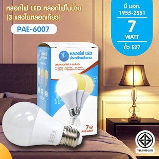 หลอด ไฟ หลอดไฟ LED 3 IN 1 ปรับได้ 3 แสงในหลอดเดียว แสงขาว แสงเหลือง วอมไวท์ กินไฟน้อย ประหยัดไฟ เเต่สว่างมาก