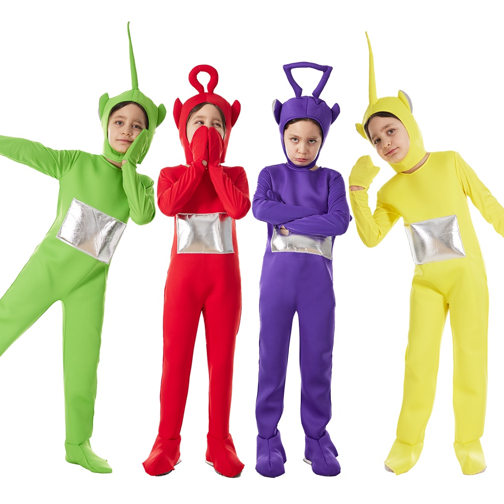 4 สีเด็กการ์ตูน Teletubbies เครื่องแต่งกายผู้ใหญ่ตลก Tinky Winky Dipsy Laa-Laa Po อะนิเมะคอสเพลย์ชุด