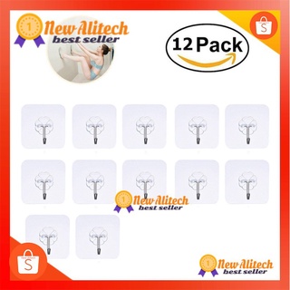 New Alitech (Magic hook)12ชิ้น59บาท รุ่นแผ่นใหญ๋ไม่เจาะผนัง!! ไม่ทิ้งคราบ!!! ที่แขวนอเนกประสงค์ (Magic hook)2-5KG