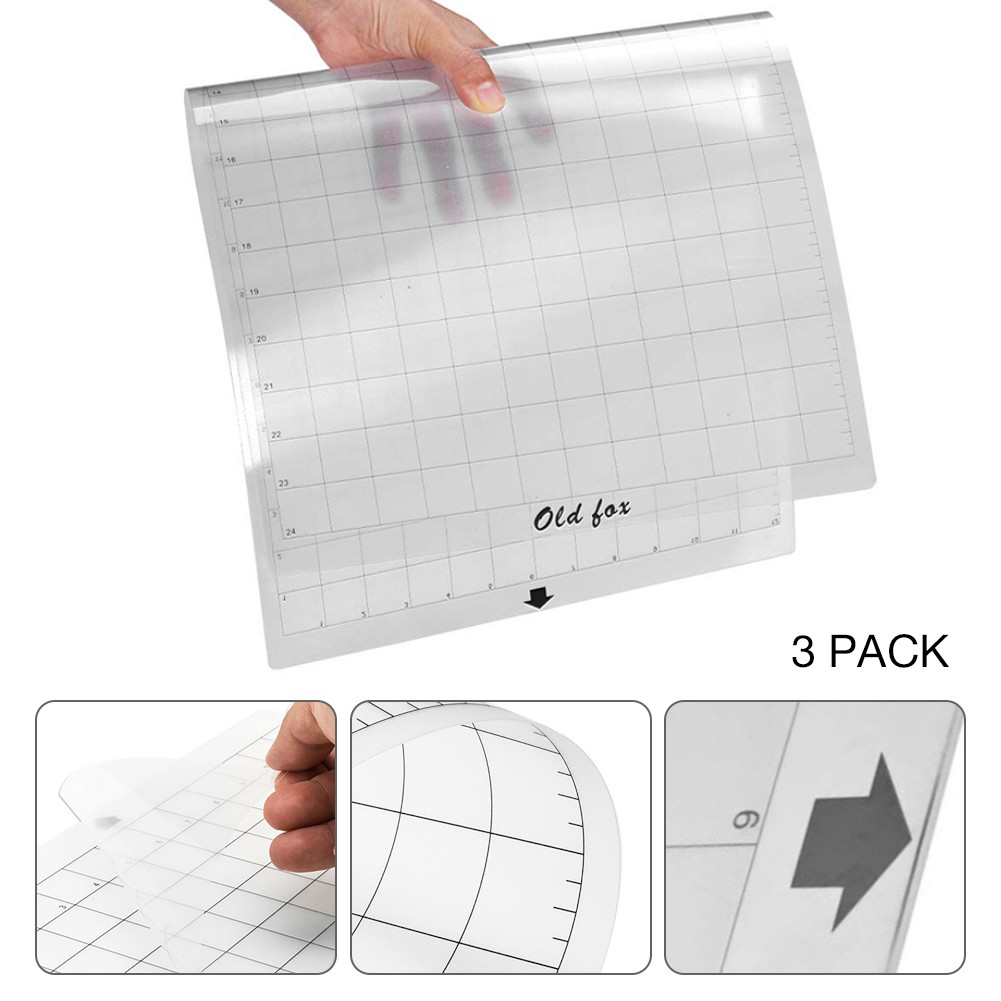 3Pcs Replacement Cutting Mat Adhesive Mat with Measuring Grid 8 By 12