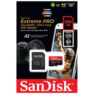 SanDisk Extreme Pro microSDXC 256GB A2 ความเร็วสูงสุด อ่าน 170MB/s เขียน 90MB/s (SDSQXCZ_256G_GN6MA) ประกัน Lifetime ปี