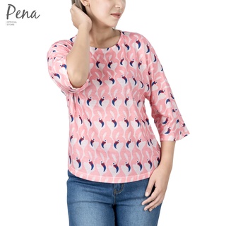 Pena house เสื้อยืดคอกลม แขนสามส่วน ทรงครอป รุ่น PSTL062203