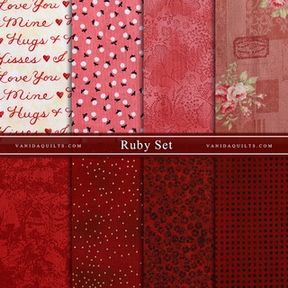 ผ้าคอตตอนนอกจัดเซ็ต โทนสีแดงชมพู Ruby Set จำนวน 8 ชิ้น (รหัส CottonSet0025)