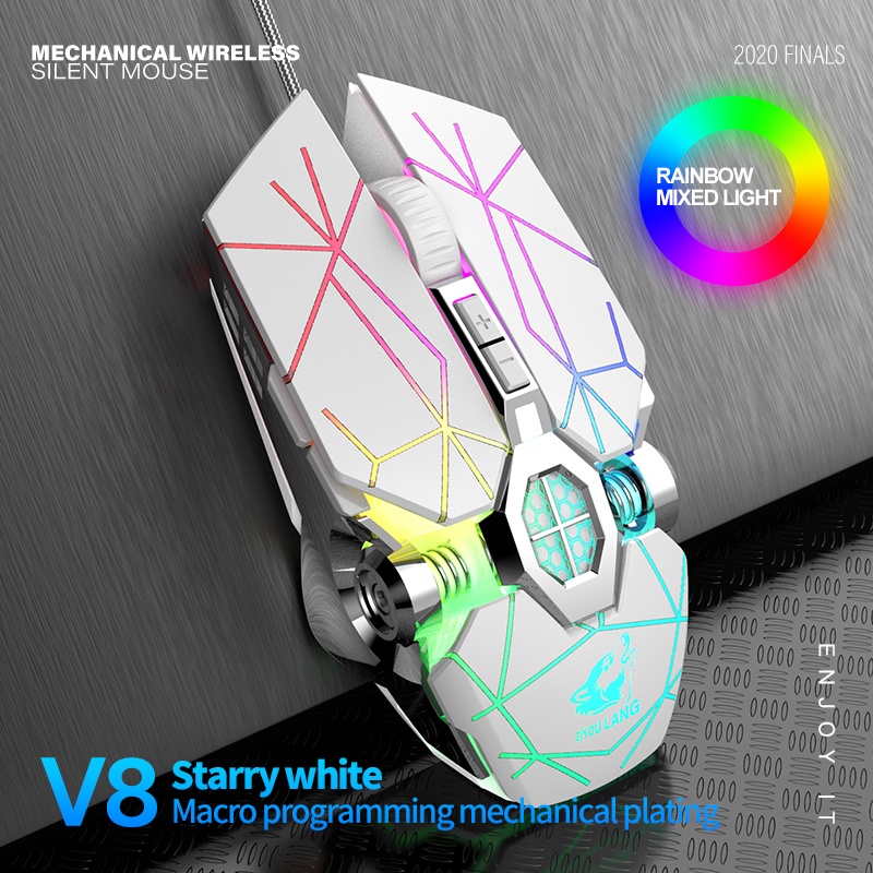 เมาส์ Freewolf  เมาส์เกมมิ่ง เม้าส์แบบมีสาย  Mouse Wired Mouse 6D 4-Speed DPI RGB Gaming Mouse for PUBG / COCO-PHONE