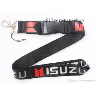 สายห้อยคอ ลายยี่ห้อ อีซูซุ สีดำ พวงกถญแจ โทรศัพท์ บัตร ISUZU car Neck strap Lanyard key chain Mobile