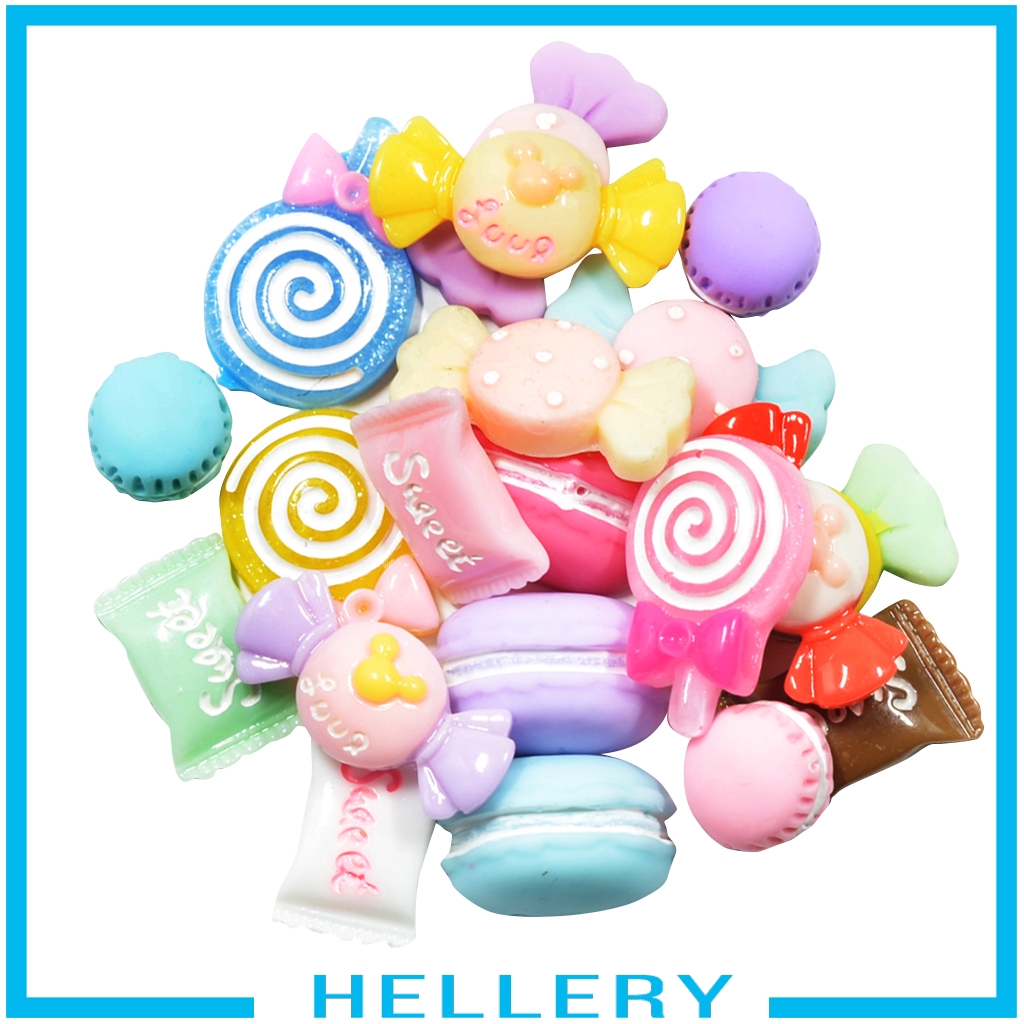 [HELLERY] 20 ชิ้นเรซิ่นน่ารักแบนกลับ Embellishment Cabochons Craft Decoden