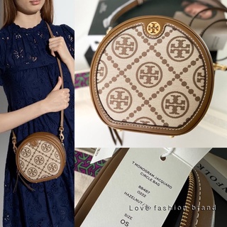 👑ผ่อน0%~แท้100%👑88487 กระเป๋าสะพาย Tory Burch T monogram  jacquard circle bag