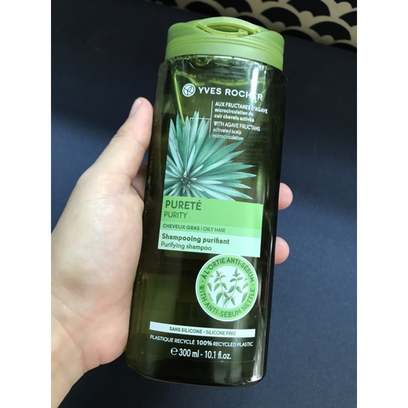 Yves Rocher Purity Purifying Shampoo for Oily Hair 300ml. แชมพูสำหรับผมมัน (แพคเก็จใหม่)