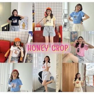 พร้อมส่ง Honey crop เสื้อครอป ผ้านิ่มใส่สบาย 🧁🍭🍡🐶🐼