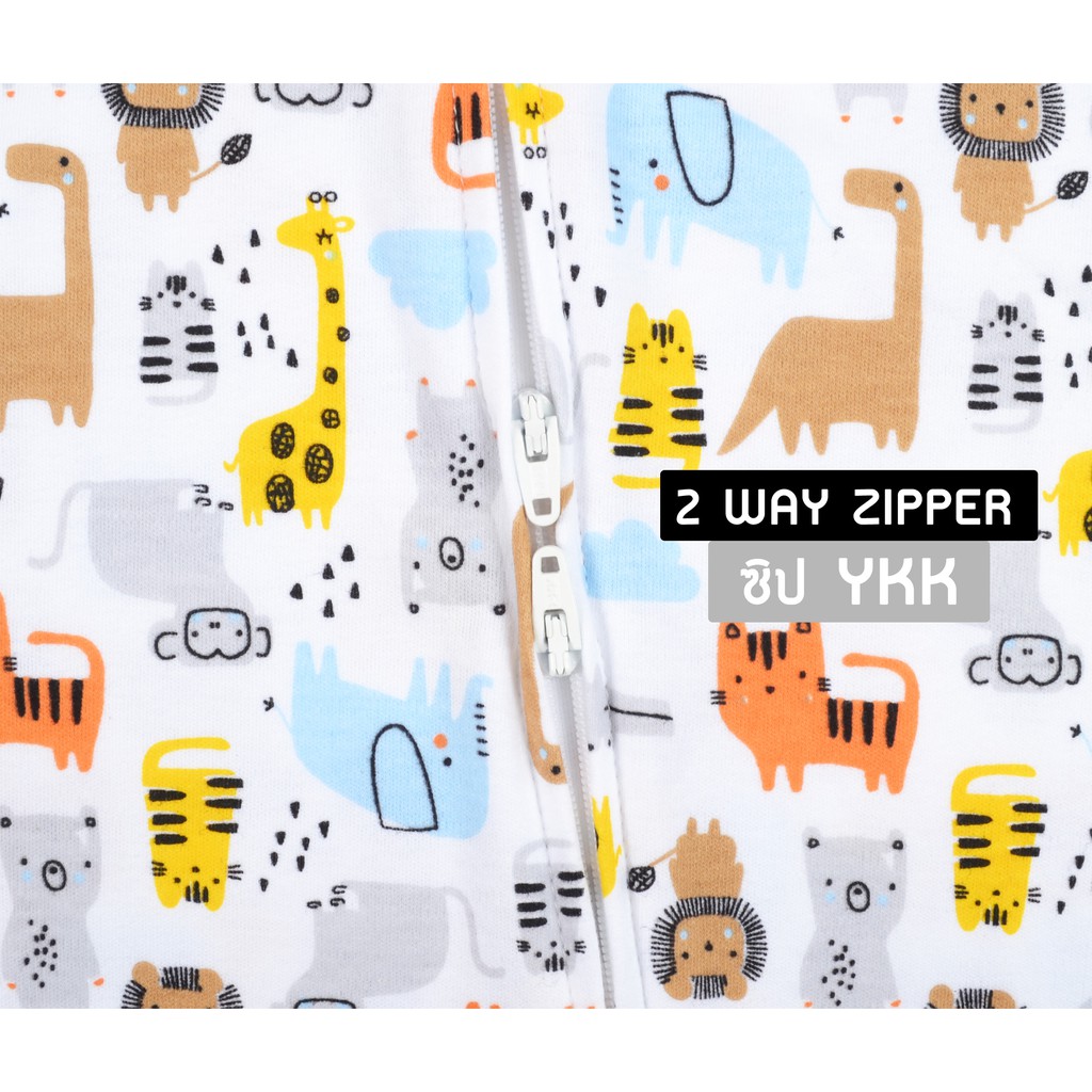 Zuper Mom 0-24เดือน ชุดหมีเด็กอ่อน ซิป รุ่น 2 WAY ZIPPER บอดี้สูทเด็กอ่อน ชุดเด็กแรกเกิด บอดี้สูทเปิดเท้า (no.9022)