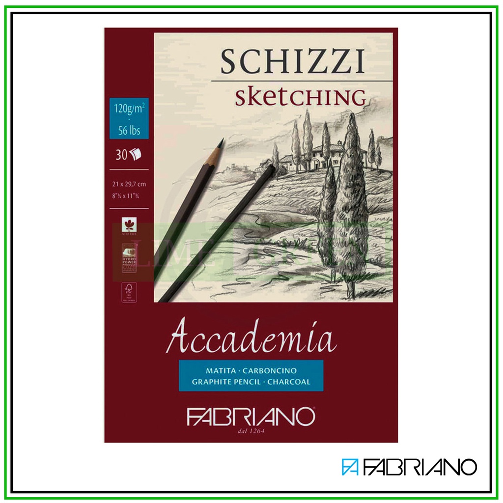 Fabriano Schizzi Sketching A4 120gsm กระดาษวาดภาพดินสอสีโดยเฉพาะ (30 แผ่น)
