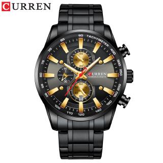 CURREN Watch Mens Wristwatch with Stainless Steel Band Fashion Quartz Clock Chronograph Luminous pointers Unique Sports