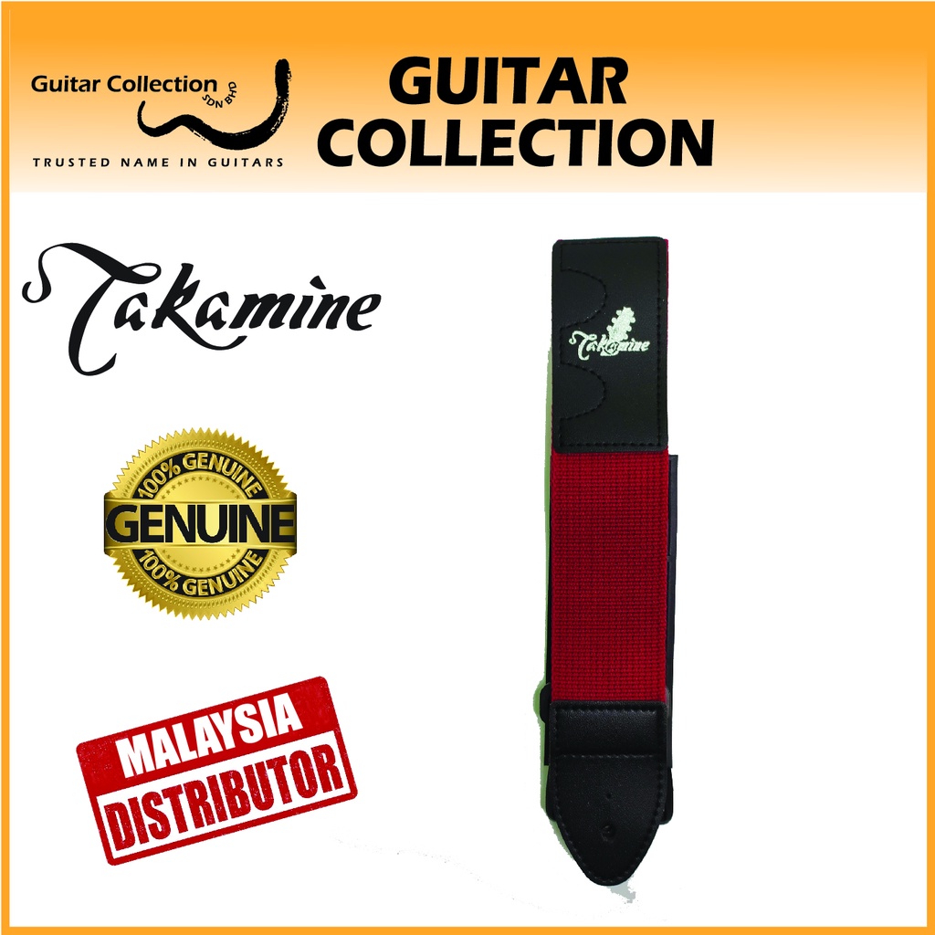 Takamine TGS-1WR GUITAR STRAP, COTTON (WINE RED)