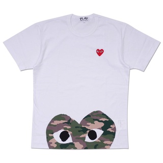 เสื้อยืดแขนสั้น ผ้าฝ้ายแท้ แบบนิ่ม พิมพ์ลายพรางหัวใจ COMME des Garcons CDG Play