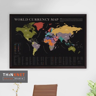 กรอบแผนที่สกุลเงินโลก: ดำ World Currency Map: Black