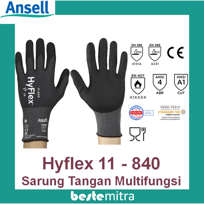 Ansell Hyflex 11-840 ถุงมือทํางานอเนกประสงค์