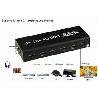 HDMI 4K SWITCH 4X1 3D สามารถเห็นภาพจากเครื่องเล่นทั้งหมดในจอเดียว