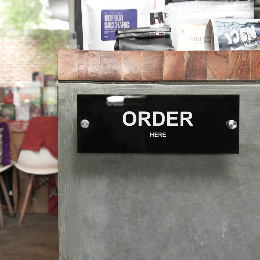 INPI HOUSE Signage Order Area - Order Area Sign Board - Black Acrylic 8x22cm