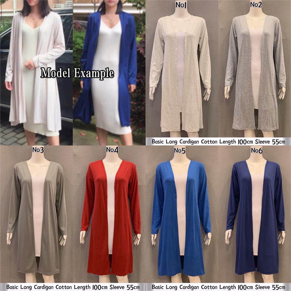 ผู้หญิง LONG CARDIGAN COTTON CARDIGAN LABUH CARDIAGN OUTWEAR สไตล์เกาหลี LONG SLEEVES CARDIGAN