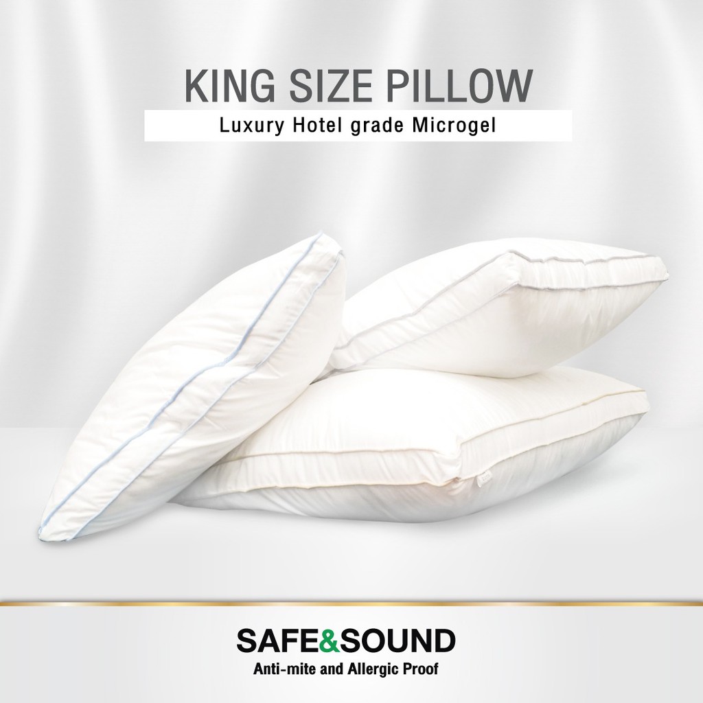 หมอนคิงไซด์ขนห่านเทียม King Size 23x36" กันไรฝุ่น >99% มาตรฐาน SAFE&SOUND