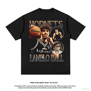 เสื้อยืดแขนสั้น คอกลม พิมพ์ลาย NBA LaMelo Ball Fan น่ารัก สไตล์อเมริกัน สําหรับผู้ชาย และผู้หญิง