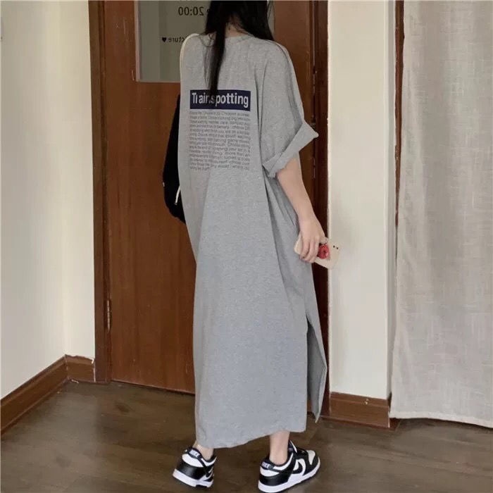 4XL🔥ชุดคลุมท้อง,เดรสไซส์ใหญ่,เสื้อผ้าสาวอ้วน,หลวมและสบาย,150 กก,กระโปรงยาว,ชุดคลุมท้องแฟชั่น