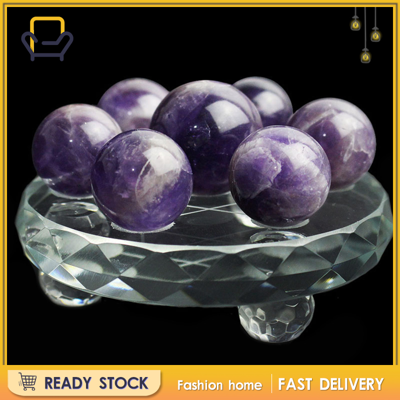 【Fashion home】Set of 7 Natural Crystal Balls with Stand, Made of