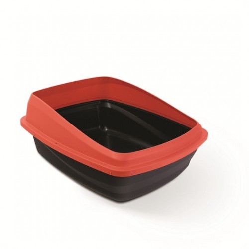 Cat Love Rimmed Cat Pan Charcoal Base - กลาง/แดง (38 x 48 x 19ซม.)