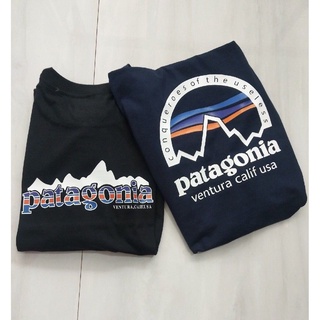 Patagonia เสื้อยืดลําลองสําหรับผู้ชายผู้หญิงผ้าฝ้ายแขนสั้นคอกลมพิมพ์ลายทรงหลวม