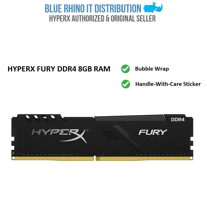Hyperx FURY แรมหน่วยความจําเดสก์ท็อป DDR4 8GB BLACK (2400MHz 2666MHz 3200MHz 3600MHz)
