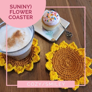 **พร้อมส่ง**ที่รองแก้วทานเชือกถักตะวันลั่นล้า รุ่น Abigial Sun flower Coaster มี 2 สี