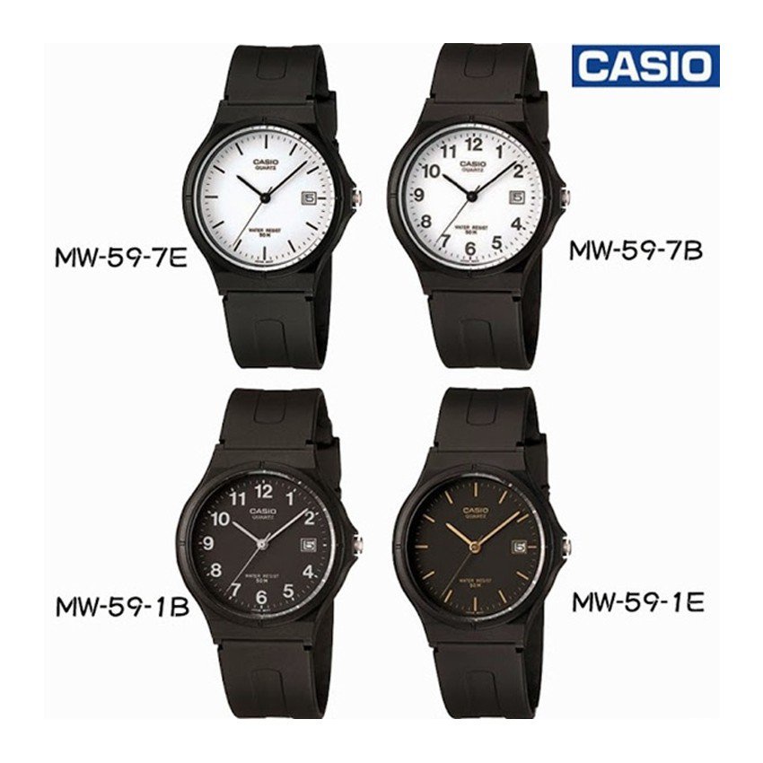 fyt5 Casio Standard นาฬิกาข้อมือผู้ชาย-ผู้หญิง สายเรซิ่น รุ่น MW-59,MW-59-1B,MW-59-1E,MW-59-7E,MW-59
