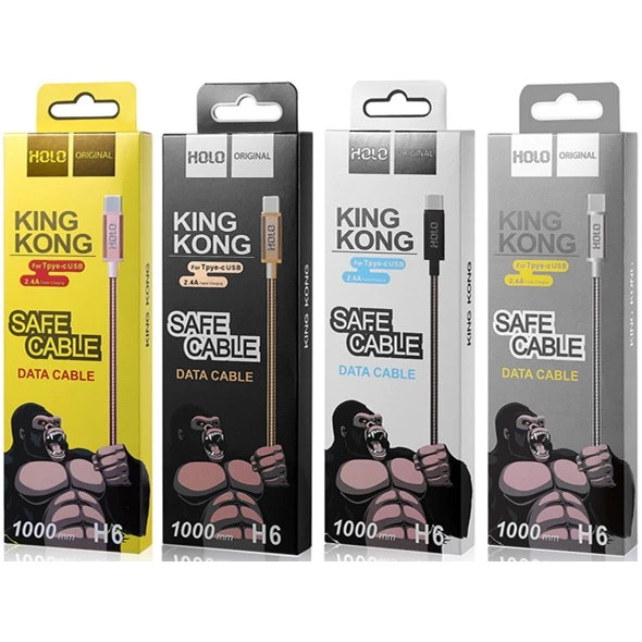 สายชาร์จ HOLO KingKong Fast Charge รุ่น H6 สำหรับสายสปริง แข็งแรง ทนทาน ใช้สำหรับiphone/type-c/micro