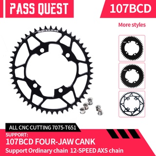 Pass QUEST F107BCD จานหน้าจักรยาน ทรงกลม ปิดสุญญากาศ 107BCD 107 bcd 36-52T sram 10-12 ความเร็ว AXS สําหรับรถจักรยานเสือภูเขา