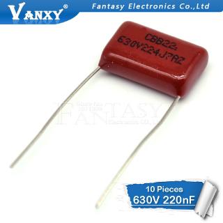 ฟิล์มตัวเก็บประจุ 630 v 224 j 0 . 22 uf pitch 15 มม. 224 630v 220 nf cbb polypropylene 10 ชิ้น