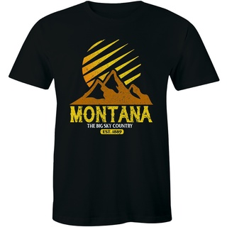 มาใหม่ Montana Est. เสื้อยืด ทรงหลวม พิมพ์ลาย The Big Sky Country Tourist สําหรับผู้ชาย 1889