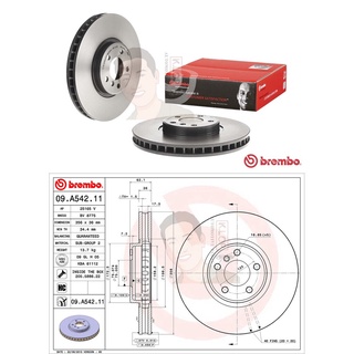 09 A542 11 จานเบรค ล้อ F (ยี่ห้อ BREMBO) รุ่น HC UV BMW X5 E53 ปี2003-2006