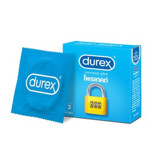 Durex condom Protect 3s ดูเร็กซ์ ถุงยางอนามัย โพรเทคท์ 3 ชิ้น จำนวน 1 กล่อง ขนาด 52.5 มม.