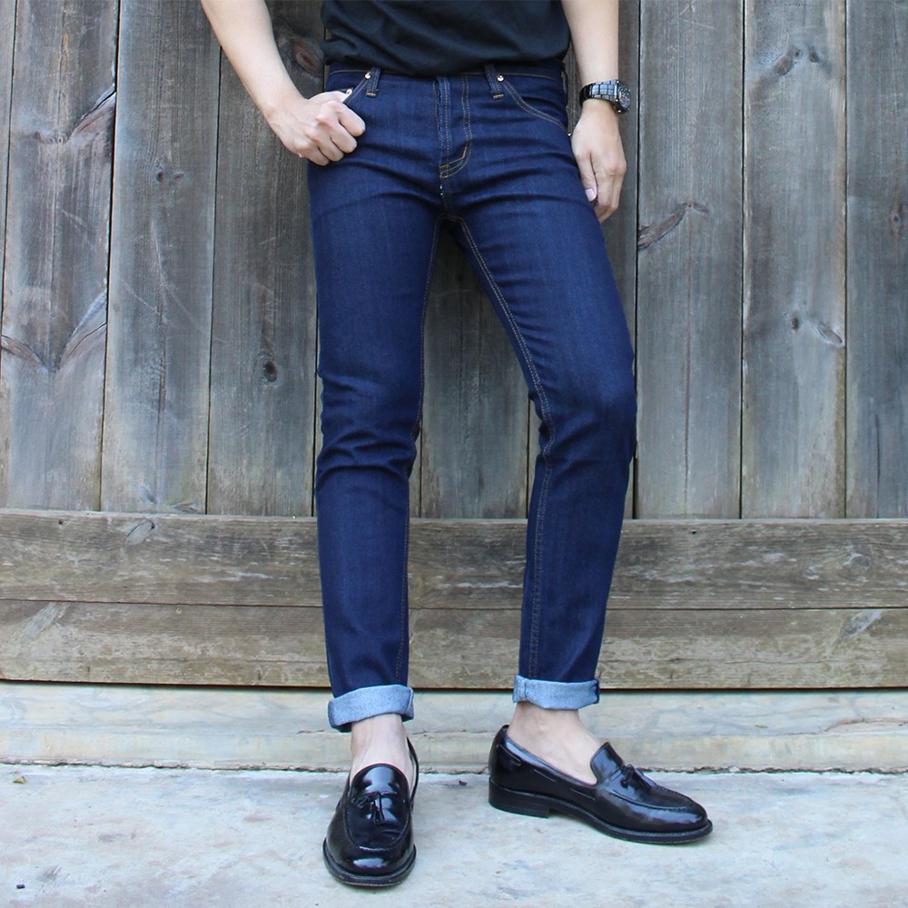 ใส่โค้ด GDZDEC1 ลด 15% Golden Zebra Jeans กางเกงยีนส์ชายขาเดฟผ้ายืดสีน้ำเงิน(sizeเอว28-40)