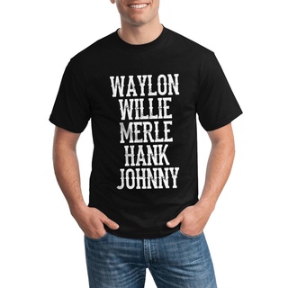 เสื้อยืดลําลอง แขนสั้น พิมพ์ลาย Outlaw Country Waylon Jennings Willie Nelson Merle Haggard Cash Hank สไตล์วินเทจ