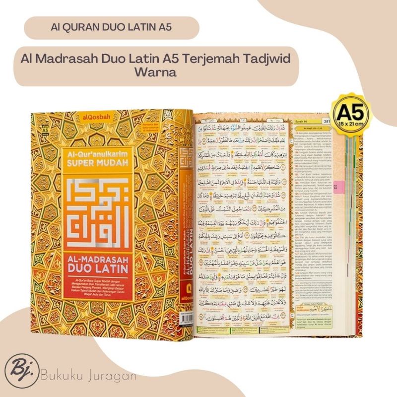 AL QURAN AL MADRASAH TRANSLATION TAJWID COLOR DUO LATIN INDONESIA A5 HC SUPER EASY AL QOSBAH