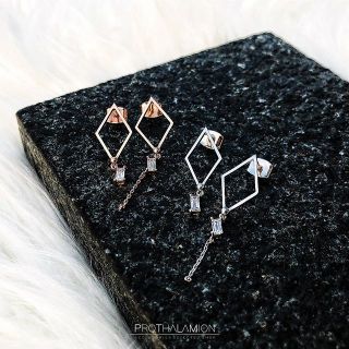 Premium Minimal Import 925 Silver Diamond Earrings ต่างหู ตุ้มหู พรีเมียม สีเงิน มินิมอล เพชร ก้านเงิน ไม่แพ้ ผิวแพ้ง่าย