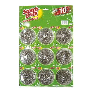 ✨ขายดี✨ สก๊อตช์-ไบรต์ ฝอยสเตนเลส 10 กรัม แพ็ค 9 ชิ้น Scotch Brite Stainless Ball 10 g x 9 pcs