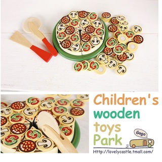 Malissa&amp;Doug พิซซ่าไม้ แต่งหน้าพิซซ่า พิซซ่าปลอม ของเล่นจำลอง ของเล่นทำอาหาร Pizza wooden toy