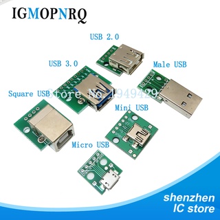 อะแดปเตอร์แปลง Micro Mini USB A USB 2.0 ตัวผู้ 3.0 A ตัวเมีย USB B 2.54 มม. A อินเตอร์เฟซ DIP PCB 5 ชิ้น