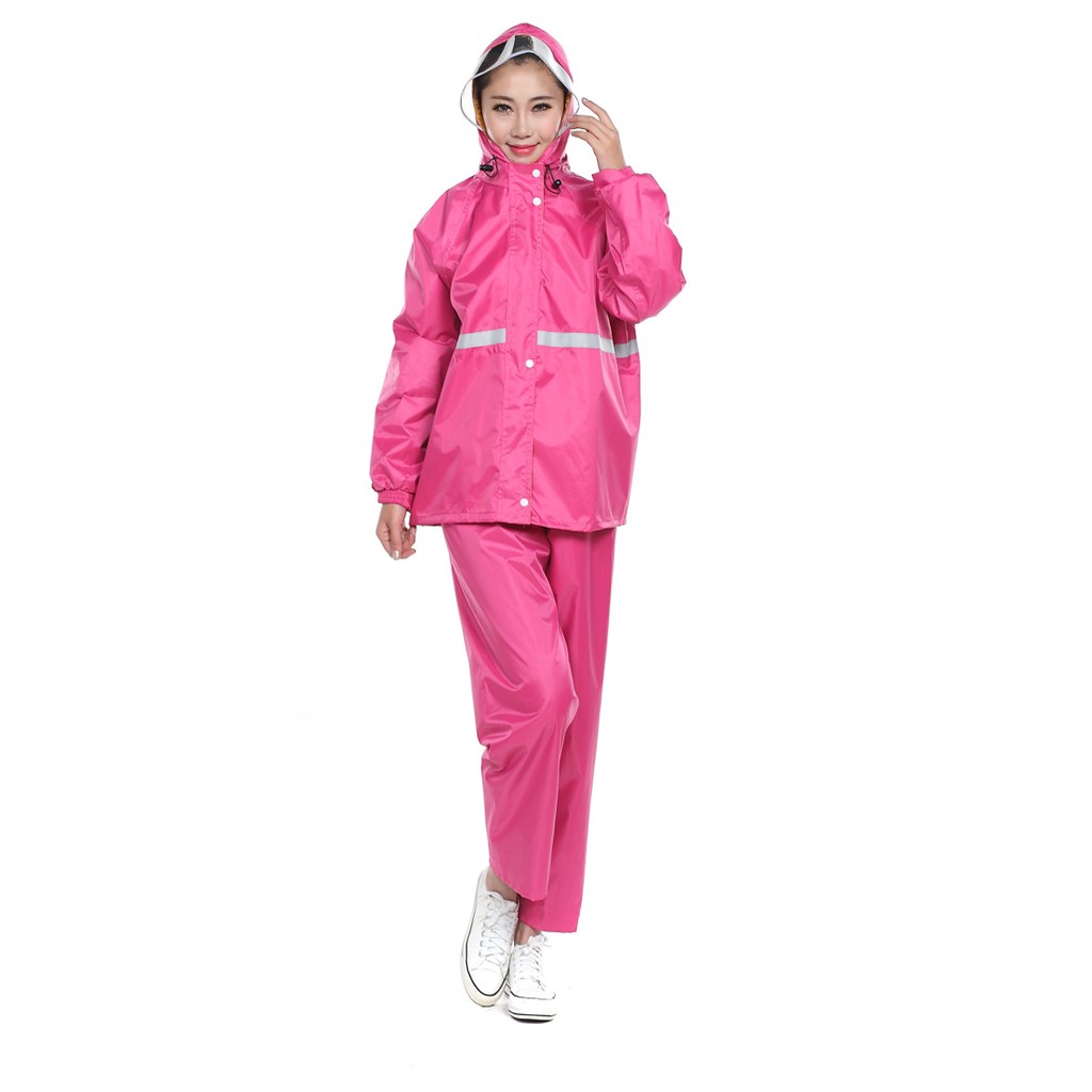 New Alitech ชุดกันฝน เสื้อกันฝน สีกรมท่า มีแถบสะท้อนแสง รุ่น หมวกติดเสื้อ Waterproof Rain Suit