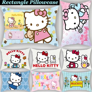 ปลอกหมอนอิงโซฟา ทรงสี่เหลี่ยมผืนผ้า พิมพ์ลายการ์ตูน Hello Kitty น่ารัก สําหรับตกแต่งบ้าน (ไม่มีแกน)