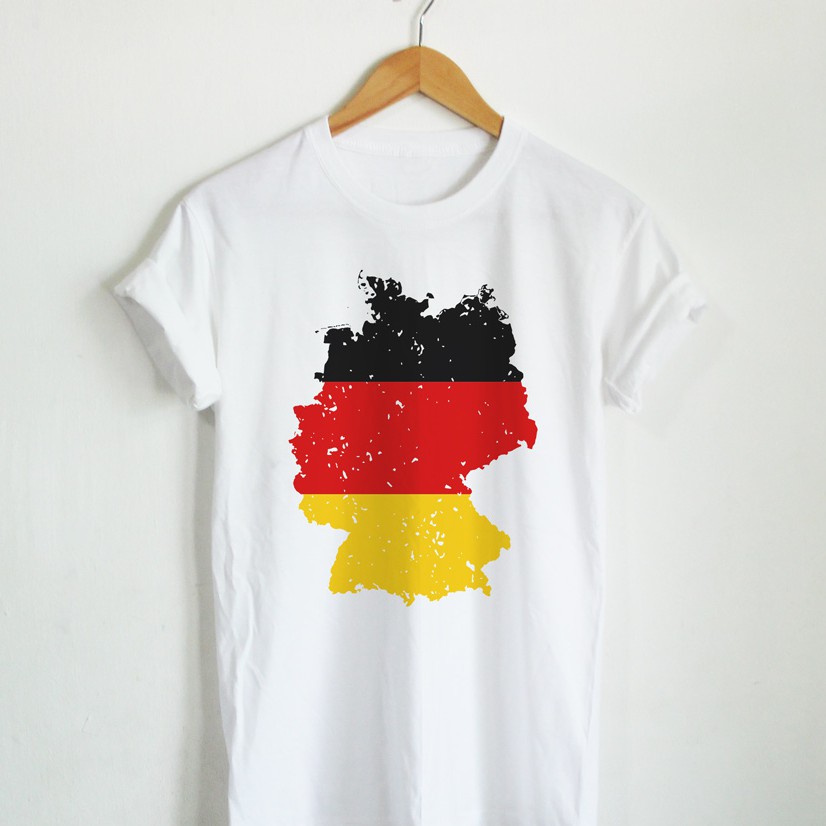 เสื้อยืด แผนที่ประเทศเยอรมัน ลายธงชาติเยรอมัน Germany Map Flag เสื้อยืด เสื้อยืดสกรีน คอกลม แขนสั้น
