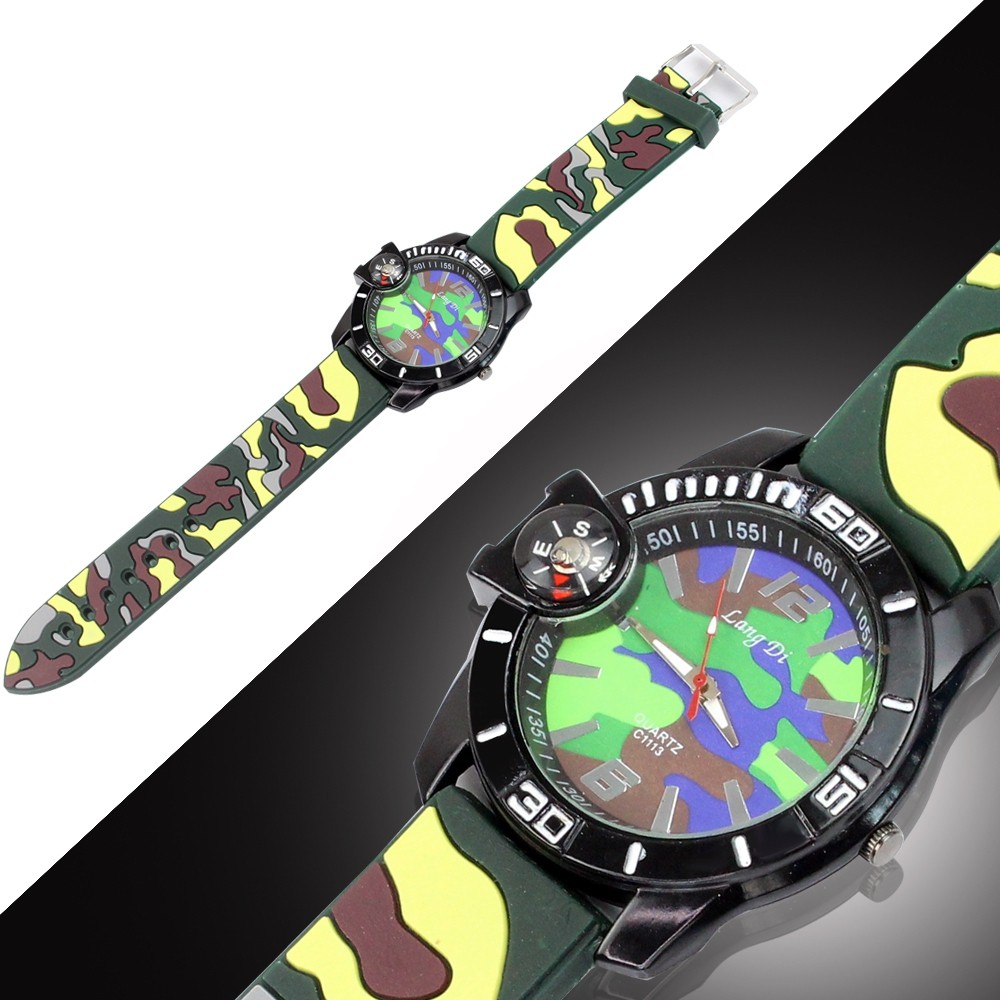 Telecorsa นาฬิกาข้อมือแฟชั่นสำหรับผู้ชาย (ลายทหาร)  รุ่น Men-army-compass-watch-resist-10m-00e-K2