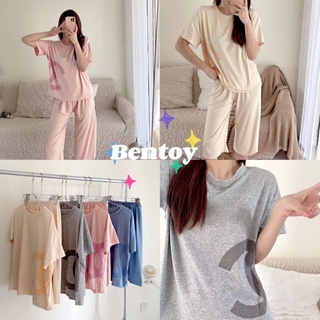 Bentoy*ชุดนอน*เสื้อยืดแขนสั้น+กางเกง5ส่วนป้านิ่มใส่สบายลายCC